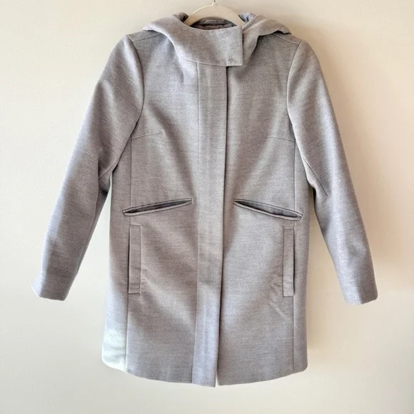 ASOS Petite Gray Slim Hooded Coat with Zip Front | Womens US 4 (Petite) - Picture 6 of 11